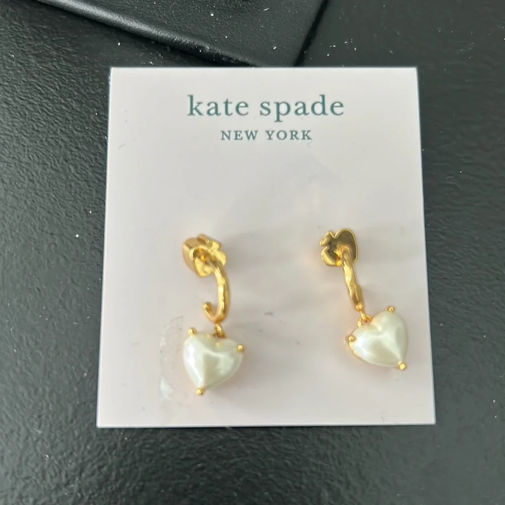 Kate spade NWOT My Love heart drop huggie hoop earrings